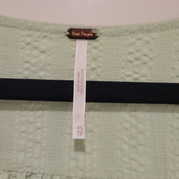 Free People Lolita Green Smocked Blouse XS # 611 - Picture 3 of 6